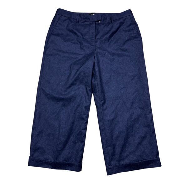 NWT Talbots Women's Cropped Pants Capris Size 14 Blue Italian Flannel Wool - Picture 1 of 9